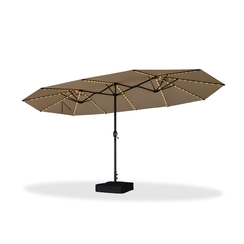 PURPLE LEAF Table Umbrella with Lights Double-Sided Market Umbrella with Base