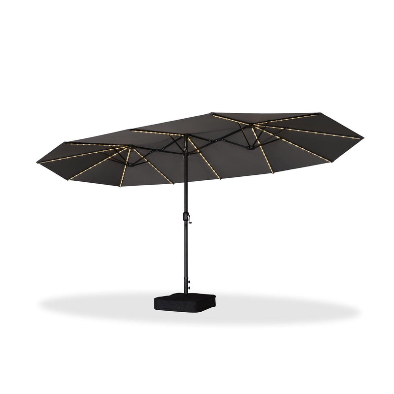 PURPLE LEAF Table Umbrella with Lights Double-Sided Market Umbrella with Base