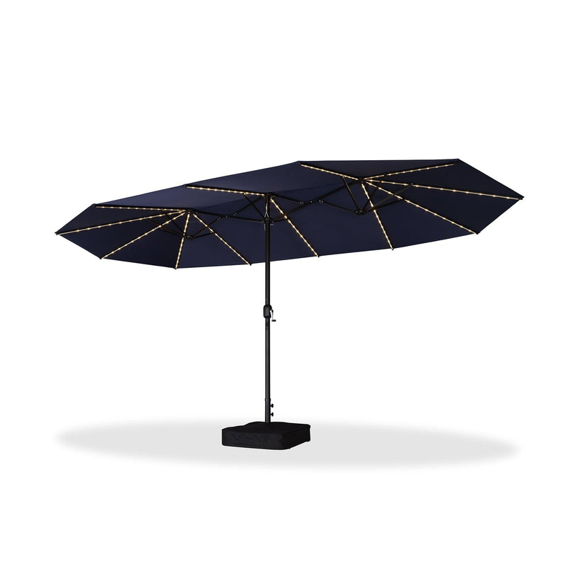 PURPLE LEAF Table Umbrella with Lights Double-Sided Market Umbrella with Base
