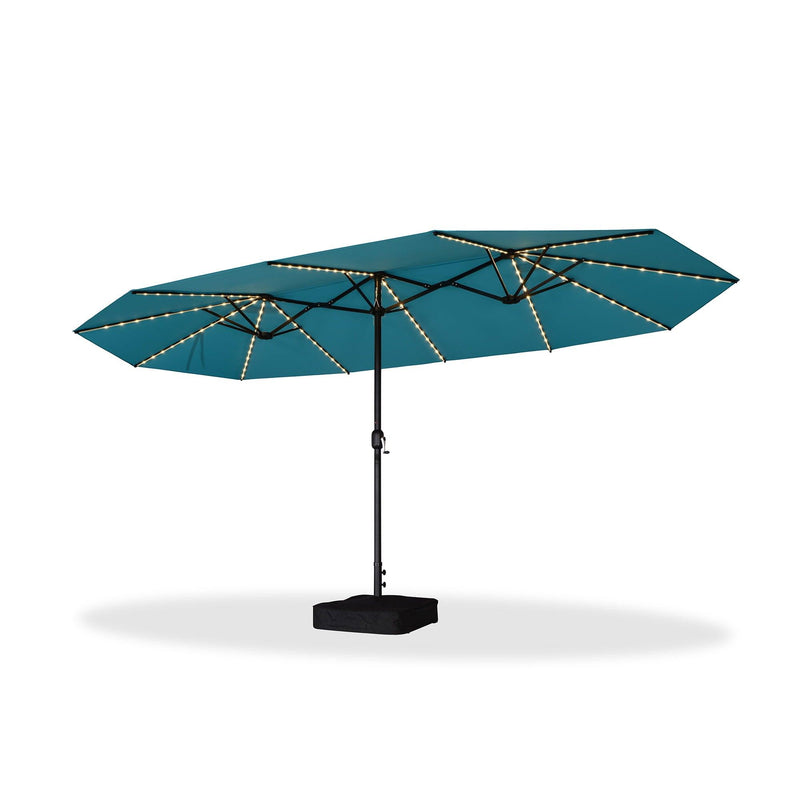 PURPLE LEAF Table Umbrella with Lights Double-Sided Market Umbrella with Base