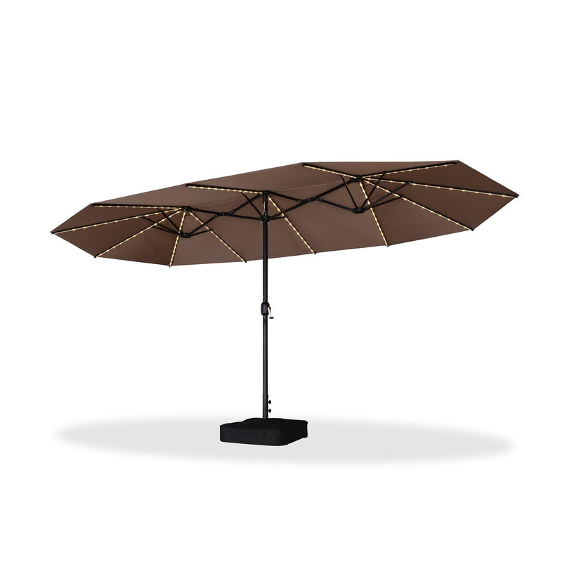 PURPLE LEAF Table Umbrella with Lights Double-Sided Market Umbrella with Base