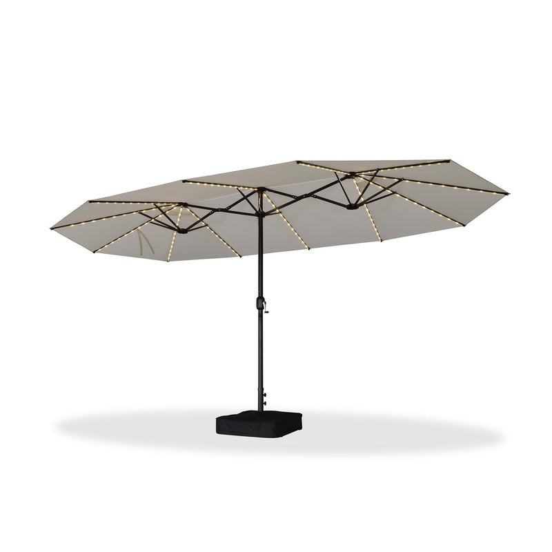 PURPLE LEAF Table Umbrella with Lights Double-Sided Market Umbrella with Base