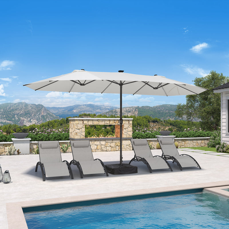 PURPLE LEAF Double Sided Patio Umbrella with Light Large Market Umbrellas with Base