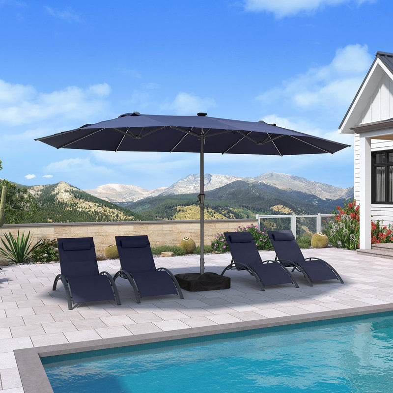 PURPLE LEAF Double-Side Patio Umbrella with Lights Market Umbrella with Base
