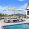 PURPLE LEAF Double-Side Patio Umbrella with Lights Market Umbrella with Base