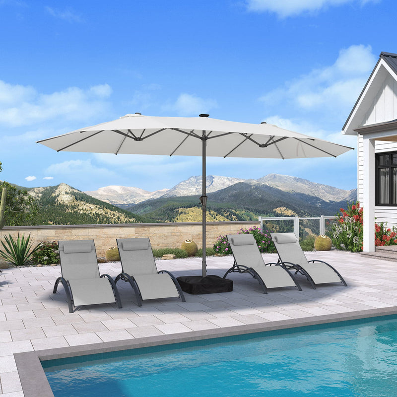 PURPLE LEAF Double-Sided Market Umbrella with Light Large Patio Umbrellas with Base