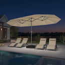 PURPLE LEAF Double-Side Patio Umbrella with Lights Market Umbrella with Base