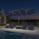 PURPLE LEAF Double-Sided Market Umbrella with Light Large Patio Umbrellas with Base