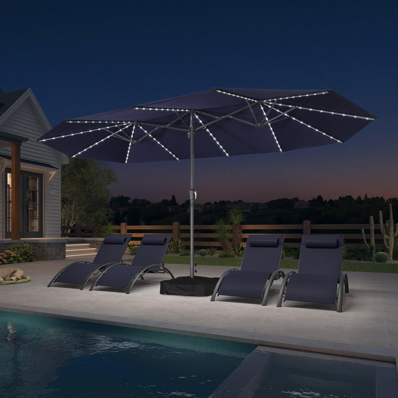 PURPLE LEAF Double-Sided Market Umbrella with Light Large Patio Umbrellas with Base