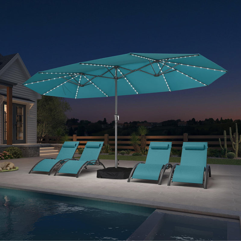 PURPLE LEAF Double-Sided Market Umbrella with Light Large Patio Umbrellas with Base