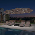 PURPLE LEAF Double-Side Patio Umbrella with Lights Market Umbrella with Base