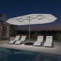 PURPLE LEAF Double-Side Patio Umbrella with Lights Market Umbrella with Base