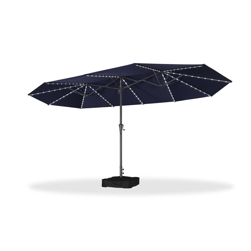 PURPLE LEAF Double-Sided Market Umbrella with Light Large Patio Umbrellas with Base