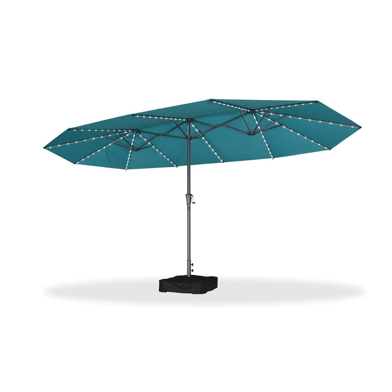PURPLE LEAF Double-Side Patio Umbrella with Lights Market Umbrella with Base