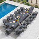PURPLE LEAF Patio Dining Sets with Aluminum Frame Table & Handwoven Wicker Chairs Grey