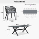 PURPLE LEAF Modern Outdoor Dining Table with 6/8/10 Seats, All-Weather Aluminum Table and Rattan Chairs with Cushions, Champagne