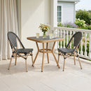 PURPLE LEAF French Bistro Patio Dining Set Aluminum Frame Dining  Furniture with PE Rattan Bamboo Print Finish Dining Chairs for Deck Pool Garden