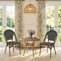 PURPLE LEAF French Bistro Patio Dining Set Aluminum Frame Dining  Furniture with PE Rattan Bamboo Print Finish Dining Chairs for Deck Pool Garden