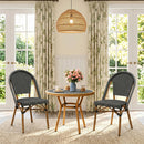 PURPLE LEAF French Bistro Patio Dining Set Aluminum Frame Dining  Furniture with PE Rattan Bamboo Print Finish Dining Chairs for Deck Pool Garden