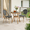 PURPLE LEAF French Bistro Patio Dining Set Aluminum Frame Dining  Furniture with PE Rattan Bamboo Print Finish Dining Chairs for Deck Pool Garden