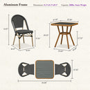 PURPLE LEAF French Bistro Patio Dining Set Aluminum Frame Dining  Furniture with PE Rattan Bamboo Print Finish Dining Chairs for Deck Pool Garden