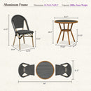 PURPLE LEAF French Bistro Patio Dining Set Aluminum Frame Dining  Furniture with PE Rattan Bamboo Print Finish Dining Chairs for Deck Pool Garden
