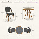 PURPLE LEAF French Bistro Patio Dining Set Aluminum Frame Dining  Furniture with PE Rattan Bamboo Print Finish Dining Chairs for Deck Pool Garden