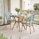 PURPLE LEAF French Bistro Patio Dining Set Aluminum Frame Dining  Furniture with PE Rattan Bamboo Print Finish Dining Chairs for Deck Pool Garden