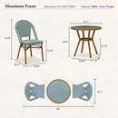 PURPLE LEAF French Bistro Patio Dining Set Aluminum Frame Dining  Furniture with PE Rattan Bamboo Print Finish Dining Chairs for Deck Pool Garden