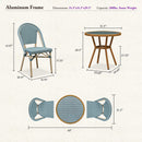 PURPLE LEAF French Bistro Patio Dining Set Aluminum Frame Dining  Furniture with PE Rattan Bamboo Print Finish Dining Chairs for Deck Pool Garden