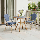 PURPLE LEAF French Bistro Patio Dining Set Aluminum Frame Dining  Furniture with PE Rattan Bamboo Print Finish Dining Chairs for Deck Pool Garden