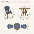PURPLE LEAF French Bistro Patio Dining Set Aluminum Frame Dining  Furniture with PE Rattan Bamboo Print Finish Dining Chairs for Deck Pool Garden
