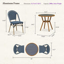PURPLE LEAF French Bistro Patio Dining Set Aluminum Frame Dining  Furniture with PE Rattan Bamboo Print Finish Dining Chairs for Deck Pool Garden