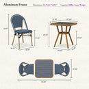 PURPLE LEAF French Bistro Patio Dining Set Aluminum Frame Dining  Furniture with PE Rattan Bamboo Print Finish Dining Chairs for Deck Pool Garden