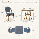 PURPLE LEAF French Bistro Patio Dining Set Aluminum Frame Dining  Furniture with PE Rattan Bamboo Print Finish Dining Chairs for Deck Pool Garden