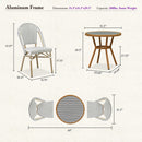 PURPLE LEAF French Bistro Patio Dining Set Aluminum Frame Dining  Furniture with PE Rattan Bamboo Print Finish Dining Chairs for Deck Pool Garden
