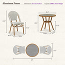 PURPLE LEAF French Bistro Patio Dining Set Aluminum Frame Dining  Furniture with PE Rattan Bamboo Print Finish Dining Chairs for Deck Pool Garden
