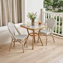 PURPLE LEAF French Bistro Patio Dining Set Aluminum Frame Dining  Furniture with PE Rattan Bamboo Print Finish Dining Chairs for Deck Pool Garden