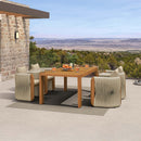 PURPLE LEAF Outdoor Dining Set with Blended Olefin Cushion Aluminum Luxury Patio Furniture Dining Set All Weather Wicker Dining Sets for Backyard Deck, Teak