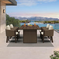 PURPLE LEAF Sanori Outdoor Dining Set Luxury Aluminum Patio Table and Dining Chairs Set with  Olefin Fabric Cushions and Pillows for Deck Garden