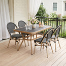 PURPLE LEAF French Bistro Patio Dining Set Aluminum Frame Dining  Furniture with PE Rattan Bamboo Print Finish Dining Chairs for Deck Pool Garden