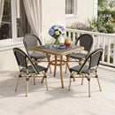 PURPLE LEAF French Bistro Patio Dining Set Aluminum Frame Dining  Furniture with PE Rattan Bamboo Print Finish Dining Chairs for Deck Pool Garden