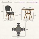 PURPLE LEAF French Bistro Patio Dining Set Aluminum Frame Dining  Furniture with PE Rattan Bamboo Print Finish Dining Chairs for Deck Pool Garden