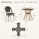 PURPLE LEAF French Bistro Patio Dining Set Aluminum Frame Dining  Furniture with PE Rattan Bamboo Print Finish Dining Chairs for Deck Pool Garden