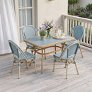 PURPLE LEAF French Bistro Patio Dining Set Aluminum Frame Dining  Furniture with PE Rattan Bamboo Print Finish Dining Chairs for Deck Pool Garden