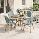 PURPLE LEAF French Bistro Patio Dining Set Aluminum Frame Dining  Furniture with PE Rattan Bamboo Print Finish Dining Chairs for Deck Pool Garden