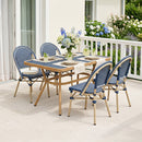 PURPLE LEAF French Bistro Patio Dining Set Aluminum Frame Dining  Furniture with PE Rattan Bamboo Print Finish Dining Chairs for Deck Pool Garden