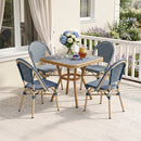PURPLE LEAF French Bistro Patio Dining Set Aluminum Frame Dining  Furniture with PE Rattan Bamboo Print Finish Dining Chairs for Deck Pool Garden