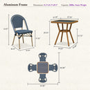 PURPLE LEAF French Bistro Patio Dining Set Aluminum Frame Dining  Furniture with PE Rattan Bamboo Print Finish Dining Chairs for Deck Pool Garden