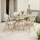 PURPLE LEAF French Bistro Patio Dining Set Aluminum Frame Dining  Furniture with PE Rattan Bamboo Print Finish Dining Chairs for Deck Pool Garden